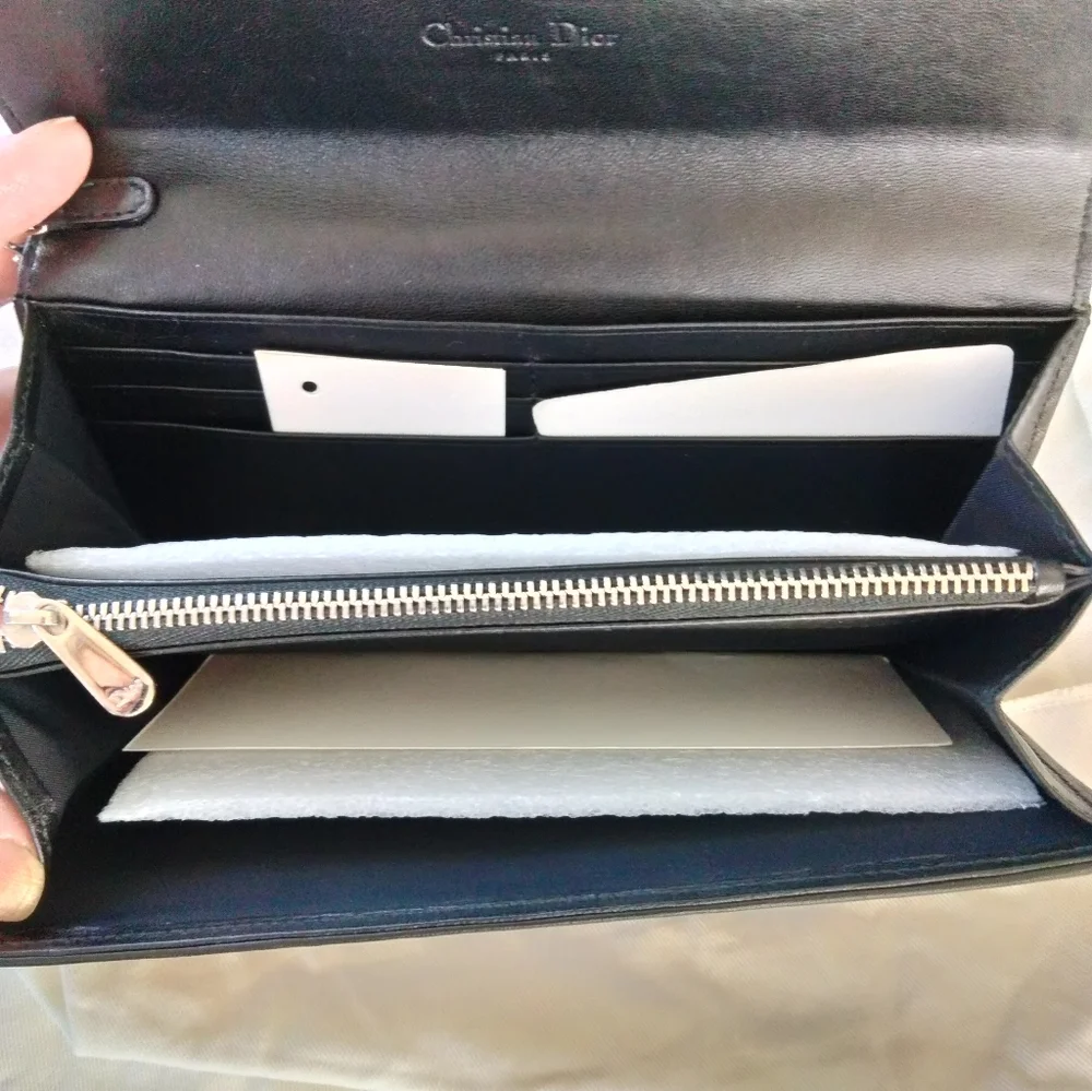 Authentic Lady Dior Cannage Quilted Lambskin Continental Wallet